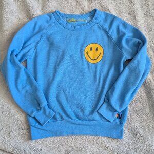 Aviator Nation XS Blue Smiley Sweatshirt